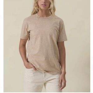 Industry of All Nations Undyed Native Cotton Striped Ivory Tan Tee Size S